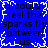 Blue background with white pixelated border and repeated black text reading "I could feel the sparks fly between us" in four quadrants.