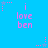 Blue background with pink text 'i love ben' and pink star icons with dotted trails, some stars are blue.