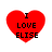 Four red heart-shaped icons with black text "I LOVE ELISE" arranged in a on white background