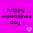 Pixelated text and heart symbols on a solid pink background with no visible motion.