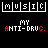Pixelated text-based icon with 'MUSIC' in white block letters above red and white 'MY ANTI-DRUG.' text on black background, showing animation changes across frames.