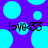 Pixelated blue circles on purple background with repeated 'love' text in black and green pixelation.