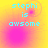 Pixelated cyan text 'stephi is awsome' on a yellow-to-pink gradient background with blurred circular patterns.