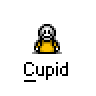 Animated contact sheet of a pixel art character with multiple frames showing motion effects and text bubbles, arranged in a 5x5 grid on gray background.