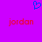 A static image with a solid purple background featuring two red 'jordan' texts and one blue pixelated heart symbol above them.