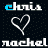 four and four displays repeated text labels 'chris' and 'nachel' above heart symbols, with one blue heart animation