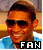A pixelated animated buddy icon showing a person wearing sunglasses and a blue shirt with the text "FAN" at the bottom, displayed as two sequential frames in a contact sheet.