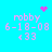 Pixelated cyan background with pink text and symbols; four identical display 'robby 6-18-08 <33' with varying pink pixel art above each