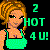 Pixelated image of a woman with orange hair in a ponytail wearing a green tank top, next to large green text reading '2 HOT 4 U!' on black background.