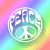 Animated contact sheet of a peace symbol icon with rainbow background and flower elements, showing sequential frame changes in an AOL Instant Messenger buddy icon.
