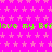 Bright pink background with repeating light pink star pattern and green text reading "love my B" repeated horizontally.