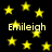 Yellow stars scattered across a black background with the name 'Emileigh' repeated in light gray text at four positions.