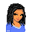 Pixel art of a person with dark curly hair wearing blue top and dark pants, standing above text reading 'Asian Asian pride!' on black background.