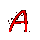 Red stylized letter A and V shapes on gray background, with pixelated edges showing animation frames.