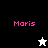 Four display the name 'Moris' in pink pixelated text with a white or black star icon below, set against black, gray, white, and gray backgrounds