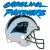 Pixelated football helmet with blue and black accents on white background, adjacent to green text reading 'Original Icons .com' in bright green pixel font.