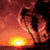 A pixelated image shows a person with dark hair against an orange sunset background, while the right side displays colorful bubbles and "Chiara!" text.