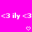<3ily <3 <3ily <3 repeated on bright pink background with two pixel hearts below.
