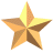 Golden star-shaped icons in various sizes and orientations displayed on a gray background.