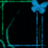 Pixelated blue butterflies and cyan text 'lets make a memory' on a black background with green and blue lines