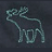 Animated sequence of a moose silhouette with cyan text 'moose love' forming below it on a dark background.