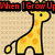 Pixelated giraffe icon with red text reading "When I Grow Up I wanna be a Giraffe!" on a beige background.