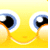 A 50x50 pixel animated buddy icon featuring a yellow smiley face with large blue eyes and black pupils, transitioning from a neutral expression to text that reads "ISNT HE CUTE!?!?!!" in bold black letters.