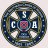Circular icon with dark green and blue tones, featuring white text 'C' and 'A' flanking a central red and purple symbol on a dark blue background.