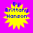 Four identical yellow starburst shapes with blue text reading "By: Brittany Hanson" on a solid purple background.