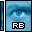 Pixelated blue-toned image of a human eye with white text 'RE' in black box, displayed across four showing sequential animation frames