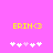 Yellow text 'ERIN<3' on pink background with white and light pink pixelated hearts below, two variations of heart arrangement.