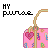 Pixel art icons display pink purse, makeup tools, gray iPods, moose silhouettes over blue hearts, and purple cameras with screen displays.