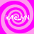 Four identical pink spiral patterns arranged in a , each containing the text "KAELYN" in white pixelated letters