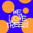 Blue background with orange circles and white text reading "WE LOVE TREES!" in pixelated font.