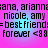 Pixelated text on a pink-to-blue gradient background with repeated names and symbols.