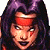 Pixelated image of a character with long dark hair and red markings on the face, next to green text reading 'Original Icons .com' on a solid background.