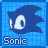 Blue background with repeated Sonic head icons, each labeled 'Sonic' below