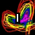 Rainbow swirls form a heart shape with 'I' text, pink outline heart with 'Love', white outline heart with 'Draven', blue hearts with 'Foreva', and glowing cyan heart with '<3'.