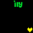 Green 'ily' text and yellow heart icons on black background with pixelated style.