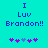 Pixelated text 'I Luv Brandon!!' in blue on cyan background with purple and light purple heart symbols below.