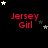 Red 'Jersey Girl' text with white and gray stars on black background, stars shift position across frames.