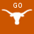 Orange background with white longhorn silhouette and 'GO TEXAS!' text above it.
