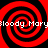 Four red and black spiral patterns arranged in a with white text reading "Bloody Mary" overlaid on each spiral