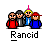 Animated contact sheet of Rancid band icon frames showing pixelated character group and text variations on gray background