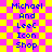 A static pixel art image with a yellow and pink checkered background displaying blue text reading "Michael And LeeC Icon Shop" in two identical vertical