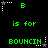 Green pixelated text and symbols on black background with animated star-shaped cursor changes between frames.