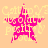 Four pink star-shaped icons with yellow text overlays on a peach background, arranged in a