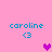 Pink background with four blue 'caroline' text blocks and heart symbols in different positions across frames.