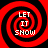 Four identical red and black spiral patterns with white text reading LET IT SHOW arranged in a on a red background