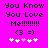 Pixelated text and symbols on a bright pink background with two identical static frames side-by-side.